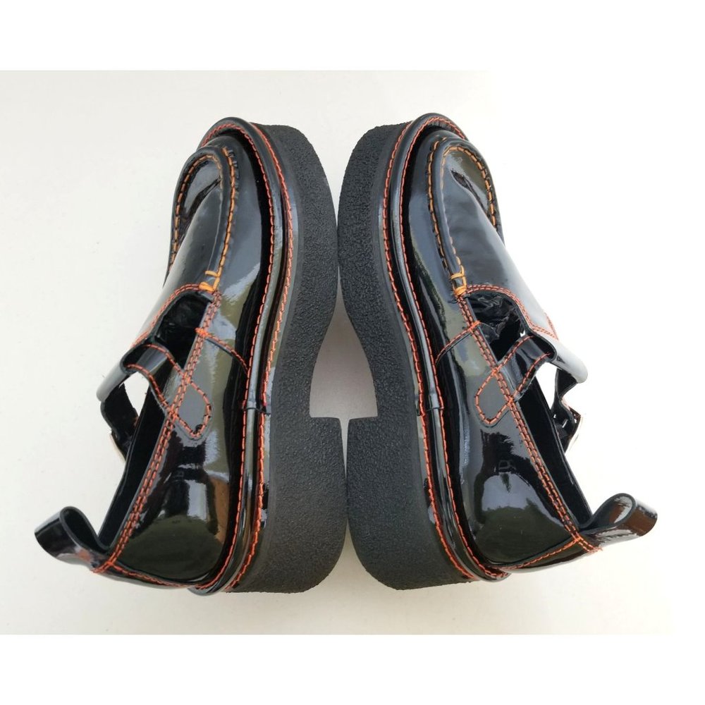 Miista Black Platform Shoes with Orange Stitching - Picture 3 of 4
